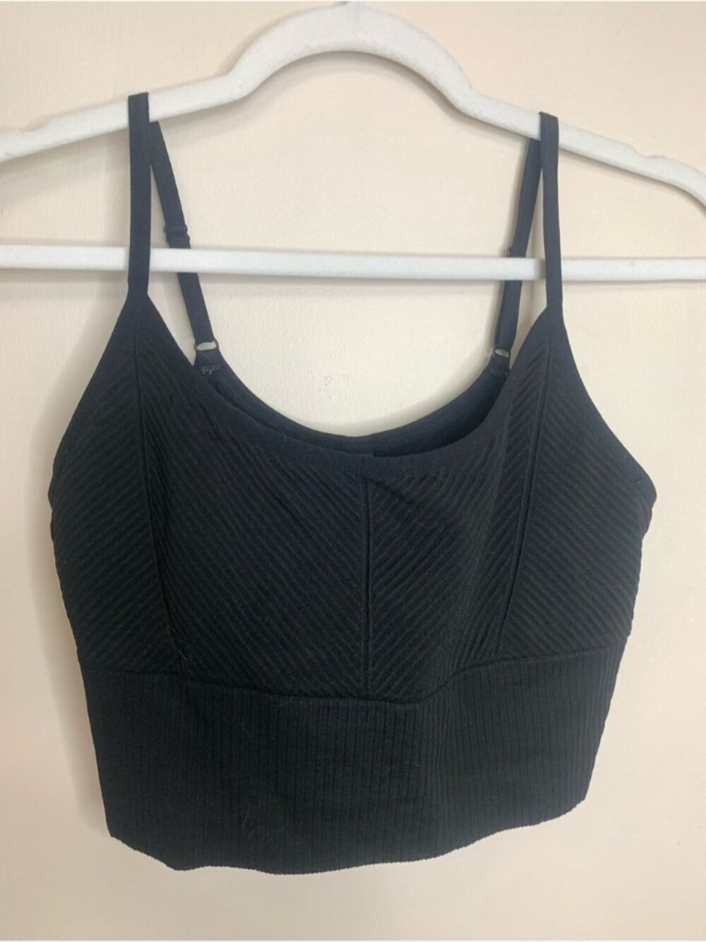 Pink Active Victoria's Secret Black Ribbed Bralette L